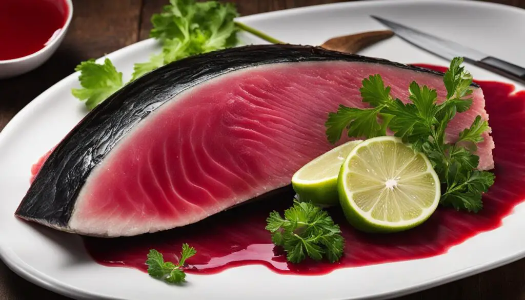 freshly filleted tuna