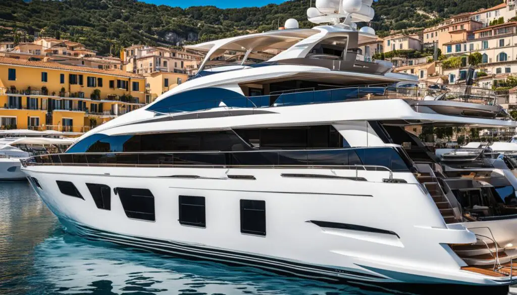 Luxury yacht berthing in Italy